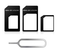 Adaptateur de Carte pour Nano-SIM 3 en 1, pour Nano-SIM, pour Micro-SIM, pour SIM Standard pour téléphone Portable+Epingle d'ejection pour Carte SIM, Noir