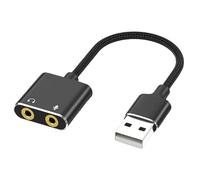 Adaptateur de Carte Son USB, Convertisseur Externe Stéréo Double Canal avec Prise Casque et Microphone pour Ordinateur Portable PC, Traitement du Son Numérique