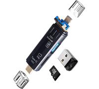 Adaptateur De Carte Usb Micro Sd 5 En 1 C/Micro/Usb 2.0 Lecteur De Mémoire Portable Otg Adaptateur Pour Carte Sdxc Sdhc Compatible Macbook Ordinateur Android Phone,Lecteur Mini3In1-Bk