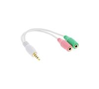 Adaptateur de casque audio de 3,5 mm avec 4 broches et 2 x 3,5 mm de microphone et haut-parleur 0,25 m