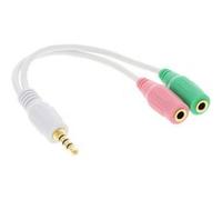 Adaptateur de casque audio de 3,5 mm avec 4 broches et 2 x 3,5 mm de microphone et haut-parleur 0,25 m