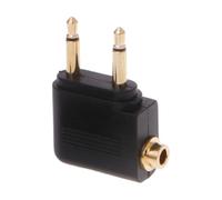 Adaptateur de casque de vol - double prise audio, prise de pointe en or | 3 pack Adaptateur de 3,5 mm à 3,5 mm pour les casques d'avion, convertisseur audio de voyage pour les systèmes de divertisseme