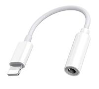 Adaptateur de Casque iPhone Lightning vers 3,5 mm - Adaptateur Jack Audio - Compatible avec iPhone 14/13/12/11 Pro/X/XS Max/XR/8/7 - Compatible avec Tous Les systèmes iOS - Blanc
