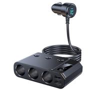 Adaptateur De Charge De Véhicule - Prise De Voiture Intelligente Noire, Chargeur D'alimentation À Double Port, Convertisseur De Charge Rapide, Appareil D'énergie Compact | Pour Téléphones Tablettes Or