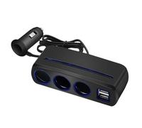Adaptateur de charge de voiture avec 2 ports USB 3 prises pour allume-cigare pour téléphone et caméra de tableau de bord