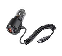 Adaptateur de charge de voiture de type C 65 W avec câble spiralé de type C 45 W pour 16 15 téléphone camion SUV adaptateur multi-ports chargeur de voiture