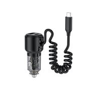Adaptateur de charge de voiture de type C 65 W avec câble spiralé de type C 45 W pour 16 15 téléphone camion SUV adaptateur USB C chargeur