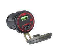 Adaptateur de charge de voiture double port 66 W avec PD30 W type C + USB 36 W avec interrupteur tactile et lumière LED pour la plupart des véhicules avec lumière LED