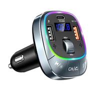 Adaptateur de charge de voiture sans fil | Transmetteur radio FM sans fil pour véhicules, éclairage 7 couleurs, prise en charge des appels pour les trajets en famille