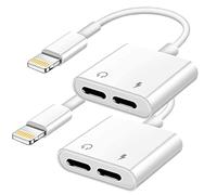 Adaptateur de charge double Lightning certifié MFi 2 en 1, répartiteur de casque iPhone pour iPhone 13 12 11 XS XR X 8 7 6 Prise en charge audio + charge + appel + contrôle du volume - Lot de 2