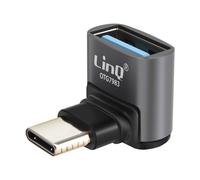 Adaptateur de Charge et Transfert USB-C Mâle vers USB-A Femelle 10Gbps Coudé Gris