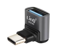 Adaptateur de Charge et Transfert USB-C Mâle vers USB-A Femelle 10Gbps Coudé LinQ Gris