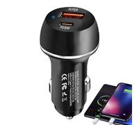 Adaptateur de charge pour véhicule - Chargeur d'alimentation à 2 ports en , chargeur rapide USB-C | 60 W PD Output Car Accessory with Smart Chip Feature, Quick Charge Plug for Mobile Devices on