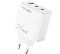 Adaptateur de charge rapide GaN avec sortie à 3 ports - 65W - Blanc KP34854
