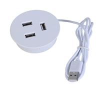 Adaptateur de charge rapide invisible avec trou de bureau USB vers 3 prises