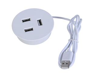 Adaptateur de charge rapide invisible avec trou de bureau USB vers 3 prises