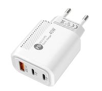 Adaptateur de charge rapide, tête de chargeur de téléphone, chargeur mural rapide - Tête de type C USB QC3.0 2PD 40 W Tête de charge rapide ignifuge pour banque d'alimentation