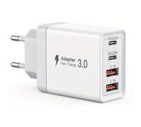 Adaptateur de Charge Rapide USB-C Double Port, PD, 2 Ports USB-A 3.1A, Chargeur Mural Blanc Type C Adaptateur pour iPhone 17 16 15 14 13 12 11 Pro Max X XS XR 8 7 Plus Mini SE, iPad,Samsung Galaxy
