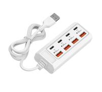 Adaptateur de charge USB 25 W à 8 ports - Charge rapide - Extension de téléphone - Adaptateur de prise d'alimentation 4 Type C + 4 ports USB pour téléphone - Adaptateur de charge mural