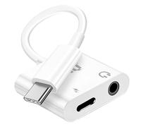 Adaptateur de charge USB C Power Delivery et Audio Jack 3.5mm LinQ Blanc