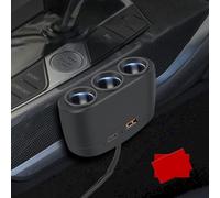 Adaptateur de chargeur de voiture 3 voies 12-24 V avec triple ports USB pour voitures, camions, SUV - Répartiteur d'alimentation du véhicule ABS - Surcharge du boîtier / court