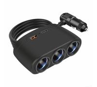 Adaptateur de chargeur de voiture 3 voies 12 V - 24 V avec triple ports USB pour voitures, camions et SUV - Répartiteur, boîtier ABS, Overch