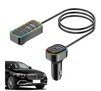 Adaptateur de chargeur de voiture avec ports USB - Prise multi-ports et adaptateur de voiture élégant | Chargeur de téléphone multifonction résistant à la chaleur de 1,6 x 1,26 pouces avec lumière LED