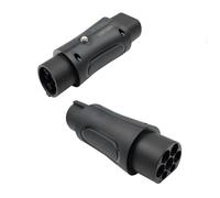Adaptateur de Chargeur de Voiture Type 2 vers Type 1-32 A 7,2 KW - Connecteur Noir monophasé avec étui de Protection (Ports d'alimentation de Type 2 vers Port de Voiture de Type 1)