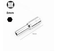 Adaptateur de clé à douille profonde 1/2", 30,5 cm avec 10 tailles hexagonales essentielles pour une utilisation facile (8 mm)