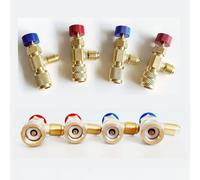 Adaptateur de climatisation de charge de réfrigération pour R410A R22 1/4 ", tuyau de Valve de sécurité liquide, adaptateur en cuivre R22, outil manuel 2PCS(B D)