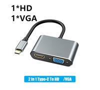 Adaptateur de concentrateur USB Type-C vers 4K,compatible HDMI,VGA,MacPle,Nintendo,Samsung S20 Dex,Huawei P30,S6,Xiaomi 10,TV - Type usb c to hd vga