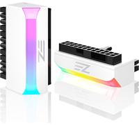 Adaptateur de connecteur d'alimentation ATX 24 Broches à 90 degrés,5V,3 Broches ARGB Arc-en-Ciel,Femelle à mâle,pour Carte mère d'ordinateur,Bloc-Blanc-1 Pack