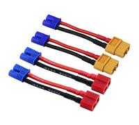 Adaptateur de connecteur Femelle EC2 mâle à XT60, Adaptateur de connecteur Femelle EC2 mâle à doyen T avec Fil de 1,96 Pouces / 5 cm 16awg pour Voiture à Batterie RC Lipo (4pack