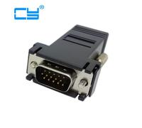 Adaptateur de connecteur VGA mâle rvb 15 broches vers Lan Cat5 Cat5e RJ45 Ethernet femelle, noir