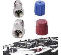 Adaptateur de Connexion AC R12 à R134A - Coupleur Haute Et Basse Pression, Raccord | Raccord Rapide De Valve 90 Degrés, Kit De Conversion De Système De Climatisation, 2 Capuchons De Protection