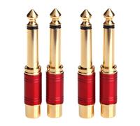 Adaptateur de conversion audio mono mâle 6,35 mm 1/4 pouce vers RCA femelle (lot de 4 rouges)