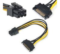 Adaptateur de convertisseur SATA mâle à 6 broches, câble d'alimentation vidéo, 20cm, 15 broches à 6 broches, nouveau