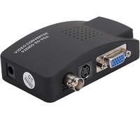 Adaptateur de Convertisseur Vidéo BNC S vers VGA HD pour Moniteur PC,Convertisseur Vidéo Haute Résolution Plug and Play avec Câble de Signal,Prise UK EU