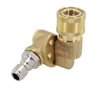 Adaptateur de coupleur pivotant pour buse de pulvérisation à connexion rapide Joint rotatif à 180 degrés Cinq réglages Interface 1/4 en métal haute pression Accessoire de nettoyeur haute pression Doré