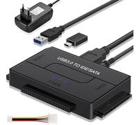 Adaptateur de disque dur USB 3.0 vers IDE/SATA avec bloc d'alimentation 12 V, adaptateur USB IDE et disque dur 2,5/3,5 pouces pour disque dur, SSD, CD-ROM DVD, prend en charge jusqu'à 6 To, compatible