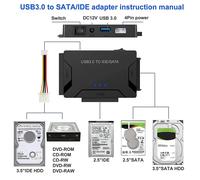Adaptateur de disque dur USB 3.0 vers SATA IDE, câble convertisseur pour disque dur 3.5 2.5 pouces HDD/SSD CD DVD ROM CD-RW 3 en 1, adaptateur USB IDE SATA US Adapter