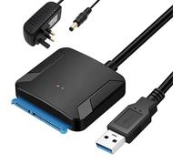 Adaptateur de disque dur USB 3.0 vers SATA III 5 Gbit/s Synchronisation des données SATA vers USB Convertisseur pour disque dur 2,5" 3,5" avec adaptateur d'alimentation 12 V/2 A Prend en charge un