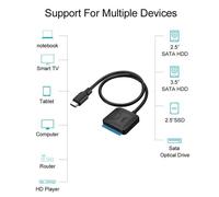 Adaptateur de disque dur USB 3.1 Type C à 2.5 3.5 SATA III, câble de conversion filaire de 0.4m