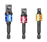 Adaptateur De Douille 1/4 "3/8" 1/2 ", Jeu De Mèches, Pilote D'écrou, Extension De Puissance, Qualité D'impact, Adaptateur À Tige Hexagonale, Forets, Manchon De 3Pcs Black-Color)