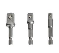 Adaptateur De Douille 1/4 "3/8" 1/2 ", Jeu De Mèches, Pilote D'écrou, Extension De Puissance, Qualité D'impact, Adaptateur À Tige Hexagonale, Forets, Manchon De 3Pcs Grey 50mm)