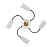 Adaptateur de Douille E27 à E27 à Cinq Têtes, Plastique Blanc | Tête Orientable 360 Degrés, Tuyau Flexible, Installation sans Outils, pour Bureaux et Ateliers