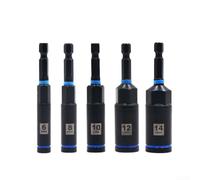 Adaptateur de douille pour tourne-écrous hexagonaux de 80 mm pour tournevis électriques pneumatiques et outils à main 6 à 14 mm (6 + 8 + 10 + 12 + 14 mm)