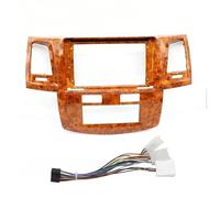 Adaptateur De Façade Châssis Voiture 9 Pouces pour Toyota pour Fortuner pour Hilux pour Vigo 2007-2015 Kit Montage pour Autoradio Android Audio Cadre Radio(Wooden at with Cable)
