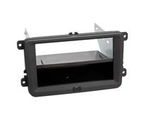 Adaptateur de façade soft touch 2-DIN avec vide poche compatible avec Seat / Skoda / VW noir
