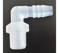 Adaptateur de filetage mâle 1/4G, raccord cannelé de tuyau en plastique PP Durable for machines de laboratoire et alimentaires, paquet de 50(5/16inch 7.9mm L-Type)